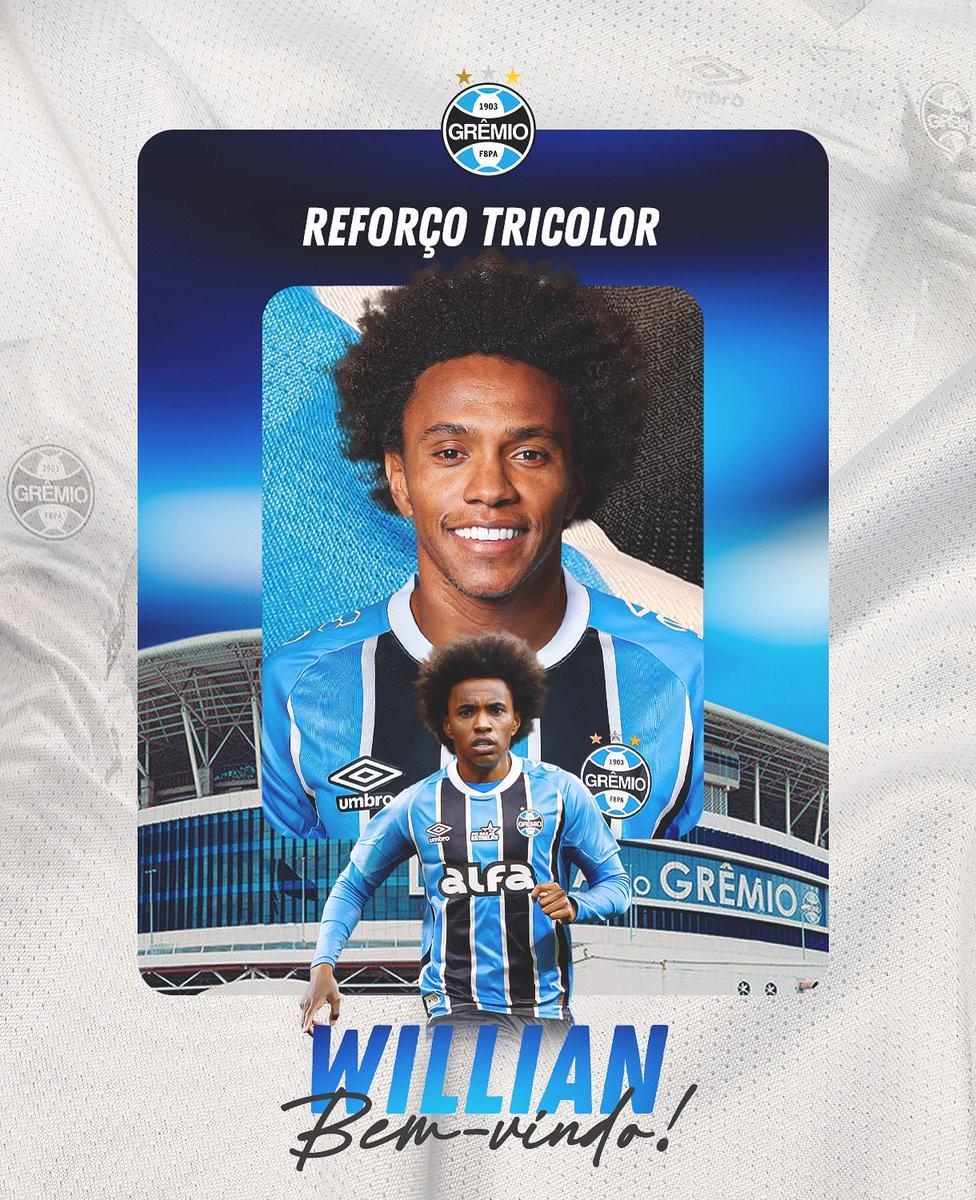 官方：巴甲球队格雷米奥签下前富勒姆、切尔西边锋威廉